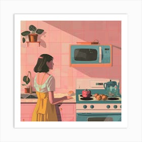 Girl In The Kitchen Art Print