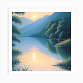 Sunset By The Lake Art Print