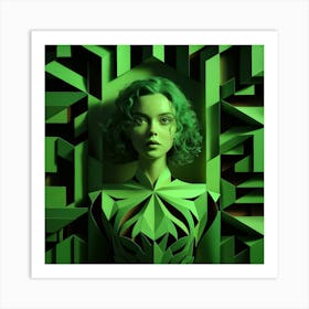 Girl With Green Hair 3 Art Print