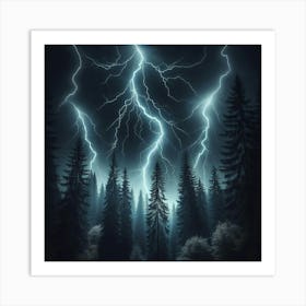 Lightning In The Forest 1 Art Print