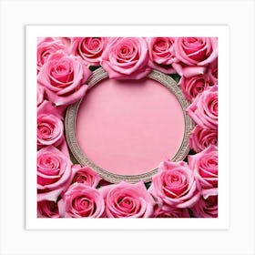 Frame Of Pink Roses Art Print