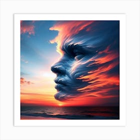 Face Of A Woman At Sunset Art Print