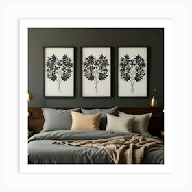 Three Black And White Framed Prints Art Print