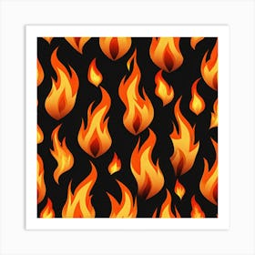 Flames On Black Background 37 Art Print