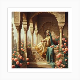 Indian Woman Sitting On A Balcony66 Art Print