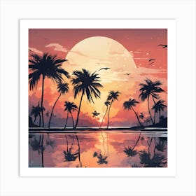 Sunset At The Beach Art Print