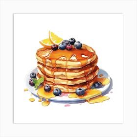 Pancakes With Syrup And Blueberries Art Print