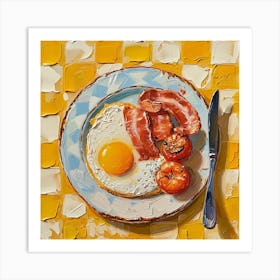 Full English Breakfast Yellow Checkerboard 3 Art Print