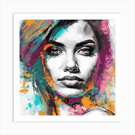 Girl With Paint Splatters Art Print