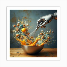 Robot Hand Mixing Eggs In A Bowl 1 Art Print