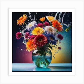 Colorful Flowers In A Vase 7 Art Print