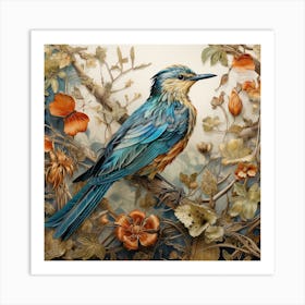 Bird Perched On A Branch Art Print