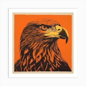 Retro Bird Lithograph Golden Eagle Art Print