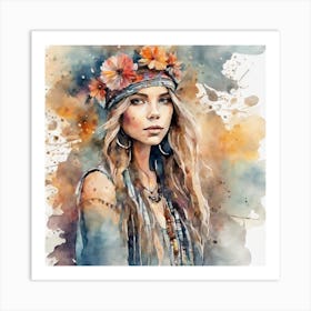 The art of Boho crown roses Art Print