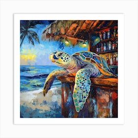 Sea Turtle At The Beach Bar 4 Art Print