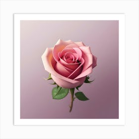 Pink Rose Art Art Print