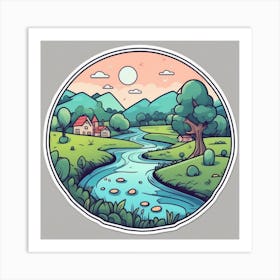 Landscape With A River 2 Art Print