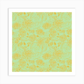 Light Lined Florals Art Print