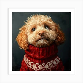 Christmas Golden Dog 4 Art Print