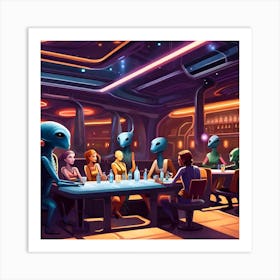 Aliens In The Dining Room Art Print