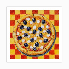 Pizza Yellow Checkerboard 2 Art Print