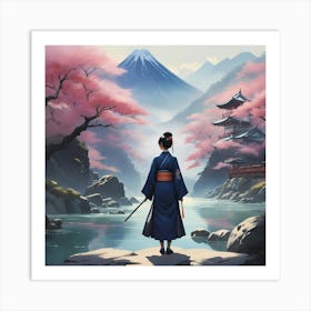 Asian Woman With Sword Art Print