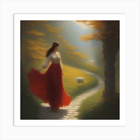 Woman Walking Down A Path Art Print