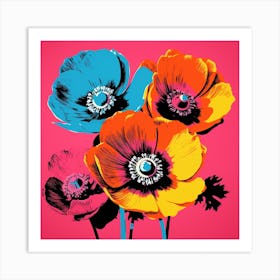 Andy Warhol Style Pop Art Flowers Anemone 4 Square Art Print