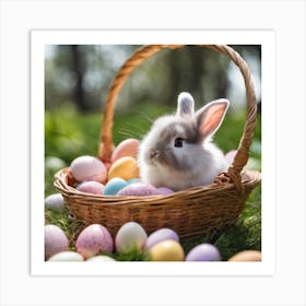 Easter Bunny In Basket 14 Art Print