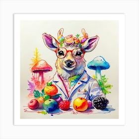 Deer In Glasses 7 Art Print