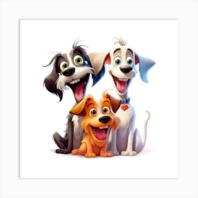 Thee funny dogs Art Print