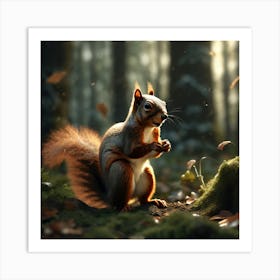 Squirrel In The Forest 319 Art Print