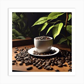 Coffee Cup On A Table 1 Art Print