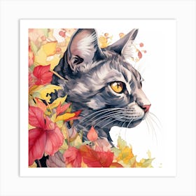 Autumn Cat Art Print