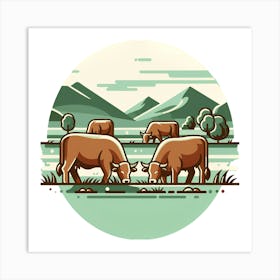 Cows In The Field Art Print
