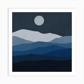 Moonlight Over Mountains Art Print