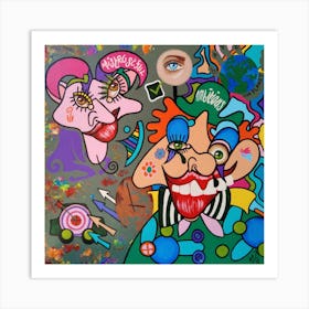 Abstract Figurative / Zodiac Sign Capricorn / 40x40cm Art Print