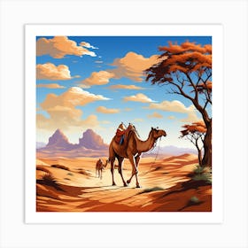 Camels In The Desert Art Print