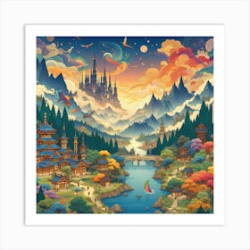 Asian Landscape Painting 5 Art Print