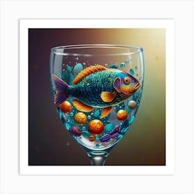 Fish In A Wine Glass Art Print