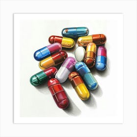 Colorful Pills Medicine Art Print