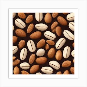 Almonds On A Black Background 2 Art Print