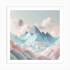 Firefly An Illustration Of A Beautiful Majestic Cinematic Tranquil Mountain Landscape In Neutral Col (62) Art Print
