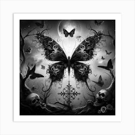 Butterfly With Skulls Art Print