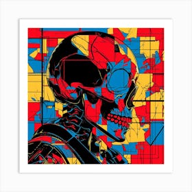 Skull In Red And Blue Art Print