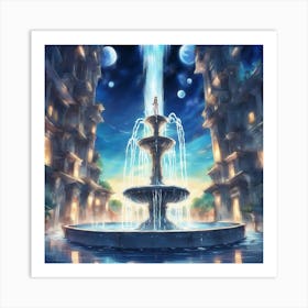 Fountain in space Art Print