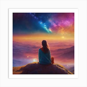 Woman Looking At The Sky Art Print