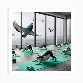 Yoga With Frogs Art Print