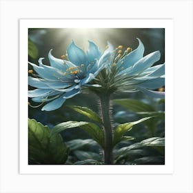 Blue Flowers In The Forest 1 Art Print