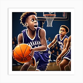 Basketball Player Dribbling 5 Art Print